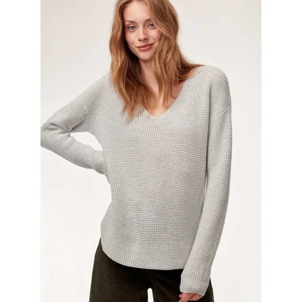 Aritzia Wilfred Free Wolter Sweater Heather Birch Light Gray Merino Wool Large